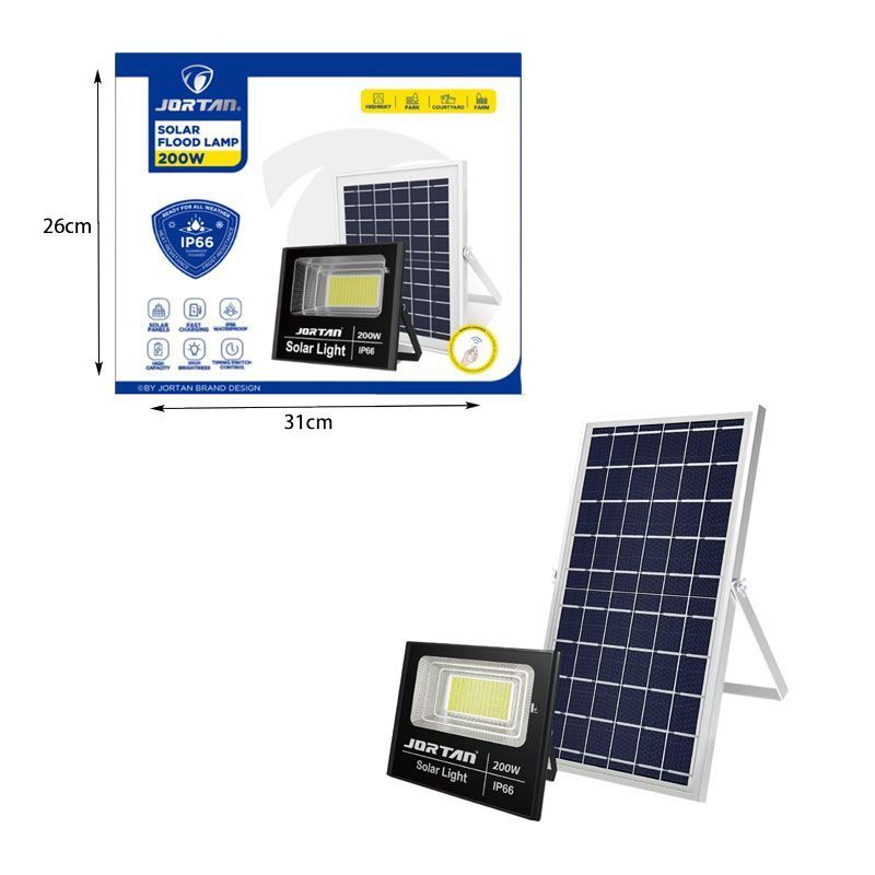 Jortan Ηλιακός Προβολέας Με Τηλεχειριστήριο LED 200W IP66- Solar Flood Lamp OEM