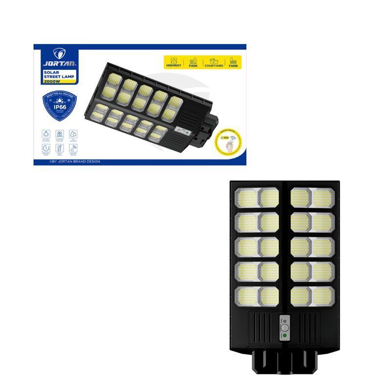 Jortan Led Αδιάβροχο Ηλιακό Φωτιστικό Δρόμου 2000W με Ανιχνευτή Κίνησης Και Τηλεχειριστήριο IP66 - Solar Street Lamp OEM