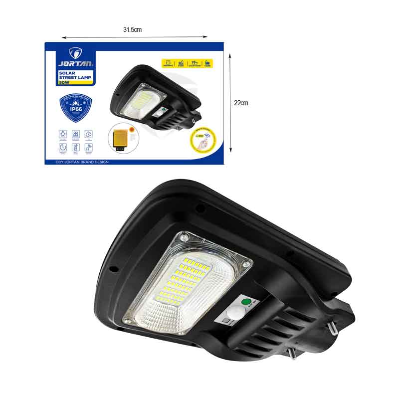 Jortan Led Αδιάβροχο Ηλιακό Φωτιστικό Δρόμου 50W με Ανιχνευτή Κίνησης Και Τηλεχειριστήριο IP66 - Solar Street Lamp OEM