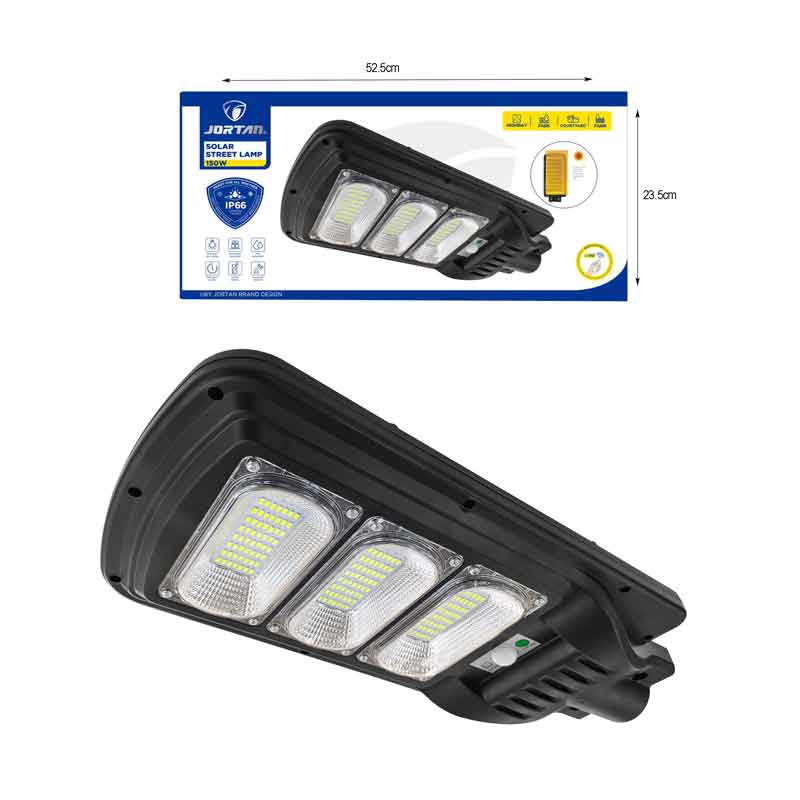 Jortan Led Αδιάβροχο Ηλιακό Φωτιστικό Δρόμου 150W με Ανιχνευτή Κίνησης Και Τηλεχειριστήριο IP66 6500K - Solar Street Lamp OEM