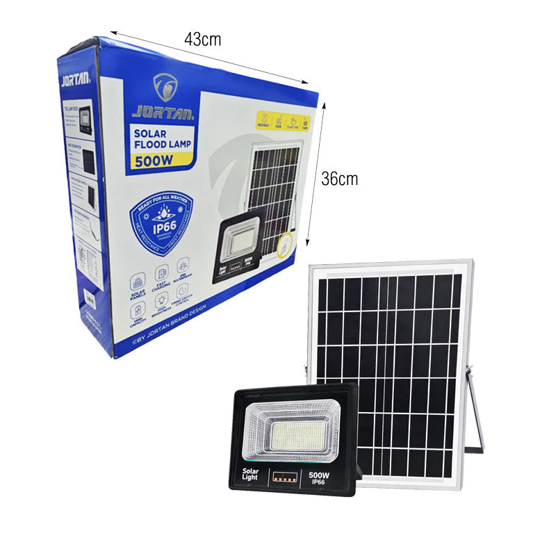 Jortan Ηλιακός Προβολέας LED 500W με Πάνελ και Τηλεχειριστήριο – Solar LED Flood Lamp OEM
