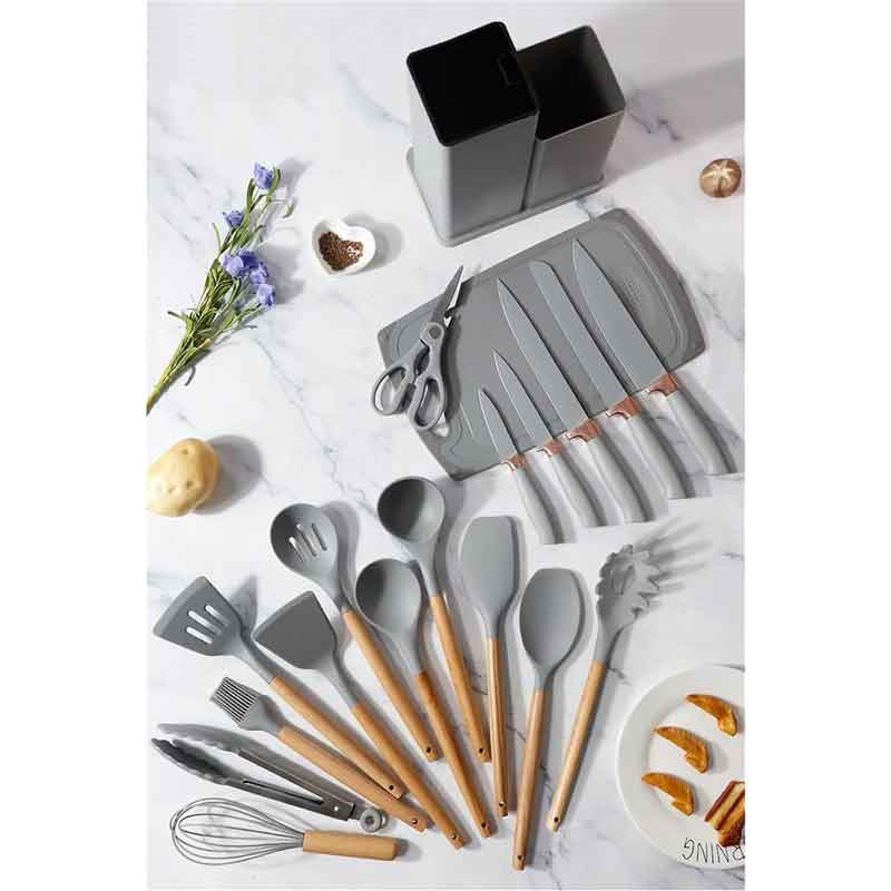 Πλήρες Σετ Κουζινικών 19 τεμαχίων με Θήκη - Complete 19-Piece Kitchen Set with Case - Λευκό OEM