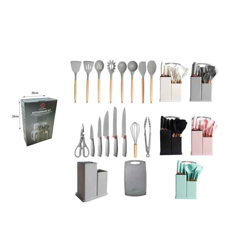 Πλήρες Σετ Κουζινικών 19 τεμαχίων με Θήκη - Complete 19-Piece Kitchen Set with Case - Μαύρο OEM