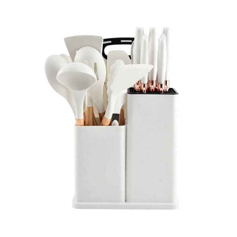 Πλήρες Σετ Κουζινικών 19 τεμαχίων με Θήκη - Complete 19-Piece Kitchen Set with Case - Λευκό OEM