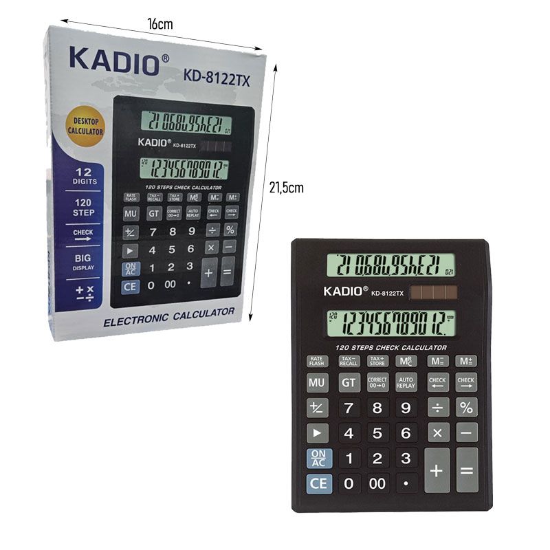 Kadio Αριθμομηχανή Γραφείου/Κομπιουτεράκι KD-8122TX - Electronic Calculator Kadio