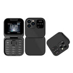 Μίνι Κινητό Tηλέφωνο Πτυσσόμενο i16 Pro - Flip Foldable Mobile Phone - Μαύρο OEM