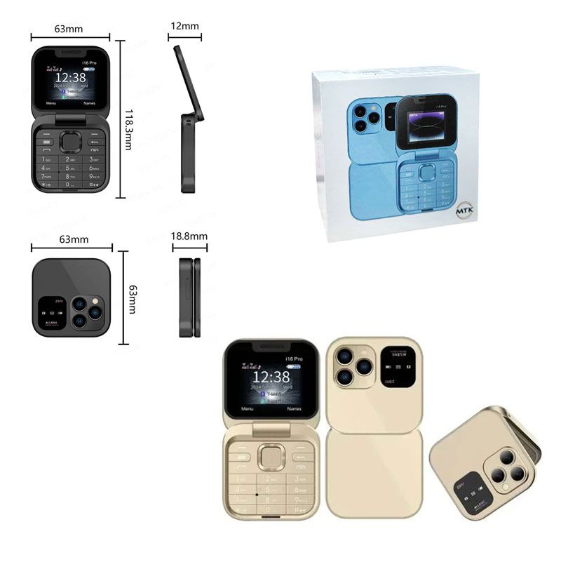 Μίνι Κινητό Tηλέφωνο Πτυσσόμενο i16 Pro - Flip Foldable Mobile Phone OEM