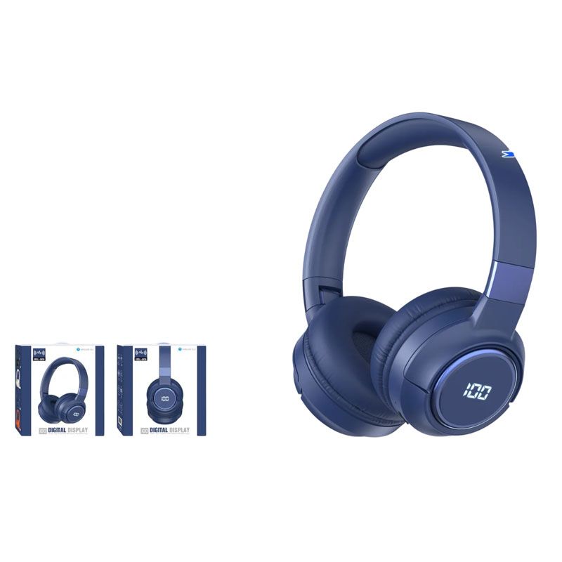 Ασύρματα Ακουστικά MSL-909 - Digital Display Over-ear Foldable Stereo Headphones - Πορτοκαλί OEM