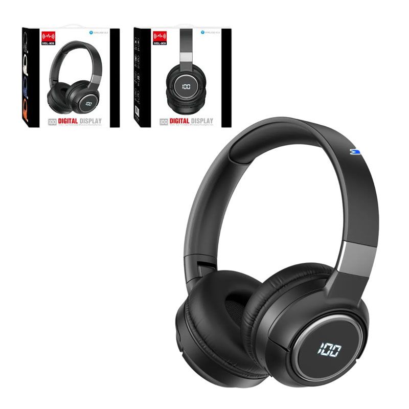 Ασύρματα Ακουστικά MSL-909 - Digital Display Over-ear Foldable Stereo Headphones - Μαύρο OEM
