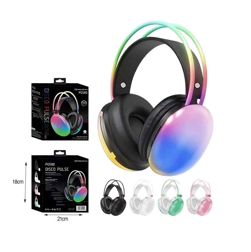 Ασύρματα / Ενσύρματα Ακουστικά Με Φωτισμό RGB PG580 - Disco Pulse - Μαύρο OEM