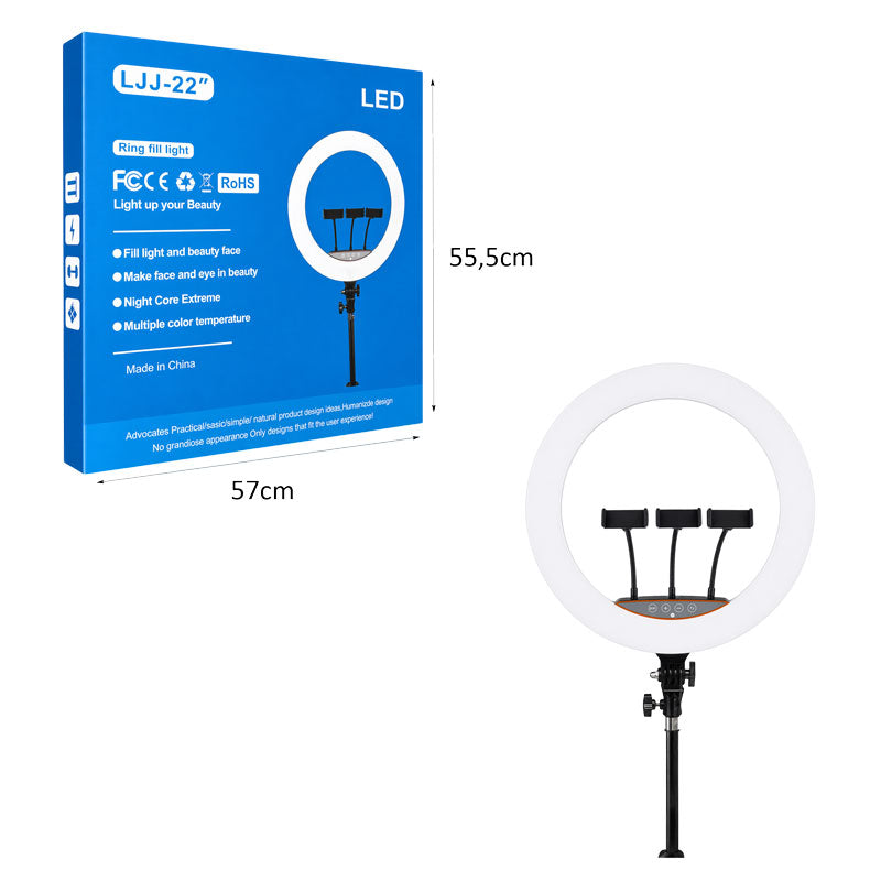 LED Ring Light 22" με 3 Βάσεις Κινητού LJJ-22 - LED Ring Light 22" with 3 Phone Holders OEM