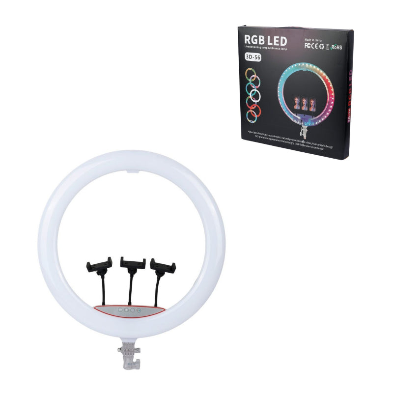 RGB LED Ring Light 56cm (22") με 3 Βάσεις Κινητού & Ρυθμιζόμενο Φωτισμό 3D-56 - RGB LED 22" Ring Light with 3 Phone Holders & Adjustable Lighting OEM
