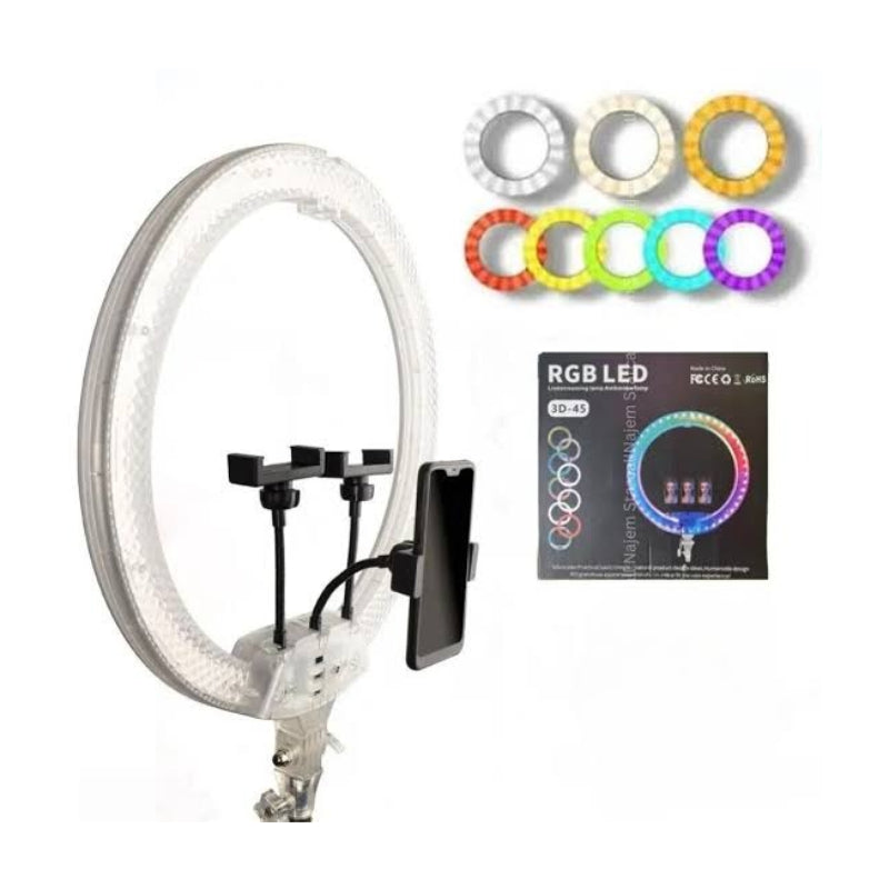 RGB LED Ring Light 45cm (18") με Βάσεις Κινητού & Ρυθμιζόμενο Φωτισμό 3D-45 - RGB LED 18" Ring Light with Phone Holders & Adjustable Lighting OEM