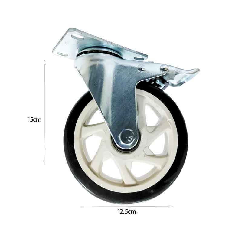Ρόδα Επίπλου με Πέλμα και Φρένο 12.5cm - Furniture Caster Wheel with Plate and Brake OEM