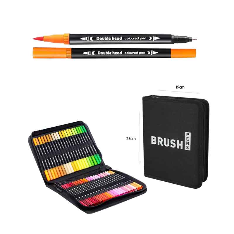 Σετ Μαρκαδόροι Brush Διπλής Μύτης 36 Τεμαχίων με Θήκη - 36pcs Dual Tip Brush Markers Set with Case OEM