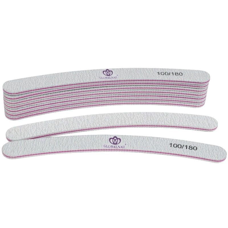 Globalnail Λίμα νυχιών Banana Διπλής Όψης 100/180 25τμχ - Nail File OEM
