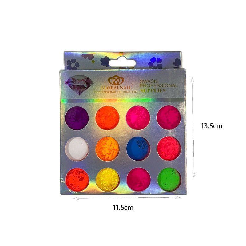 Globalnail Pigment μανικιούρ σε βαζάκια για διακόσμηση νυχιών σε 12 χρώματα - Χρώματα Pigments σε σκόνη OEM