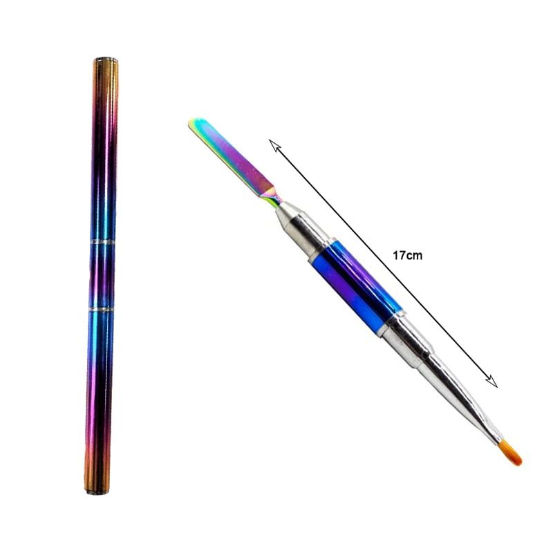 Διπλό Πινέλο Acrylic Gel - Pen for acrylic gel two sides - Βιολετί - Μαύρο - Ροζ OEM