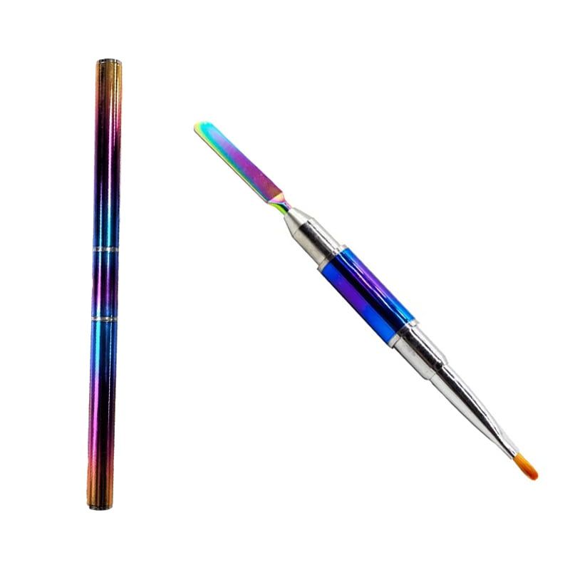 Διπλό Πινέλο Acrylic Gel - Pen for acrylic gel two sides - Βιολετί - Μαύρο - Ροζ OEM