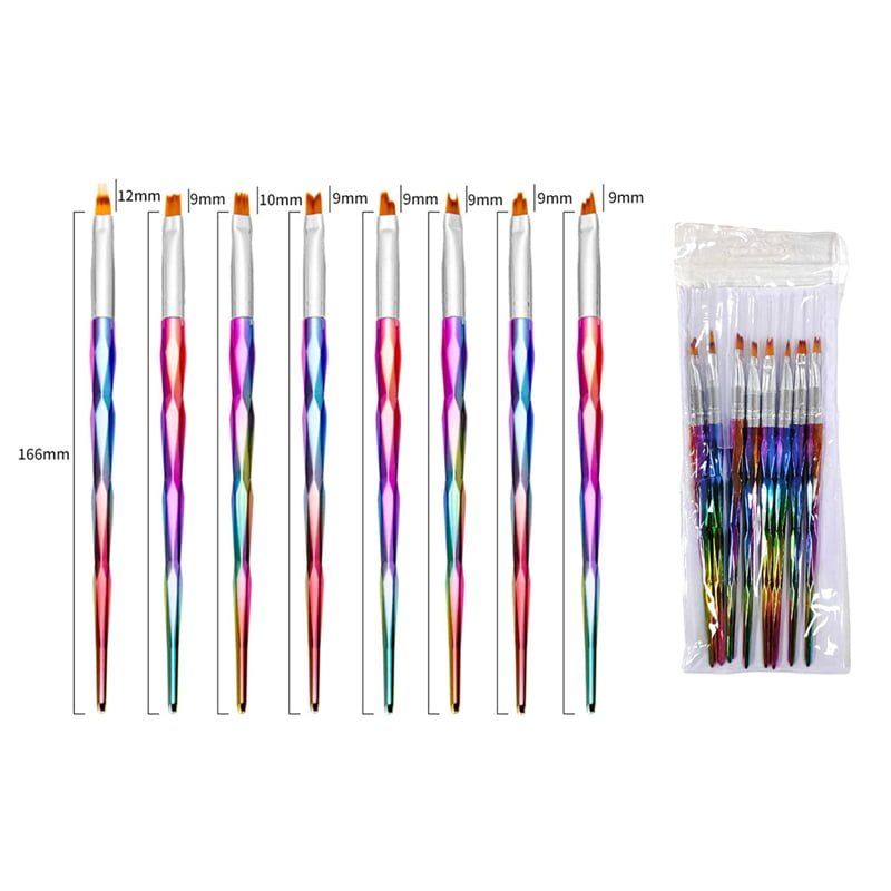 Σετ πινέλα νυχιών Nail Art 8τμχ - 8Pcs Nail Art Brush OEM