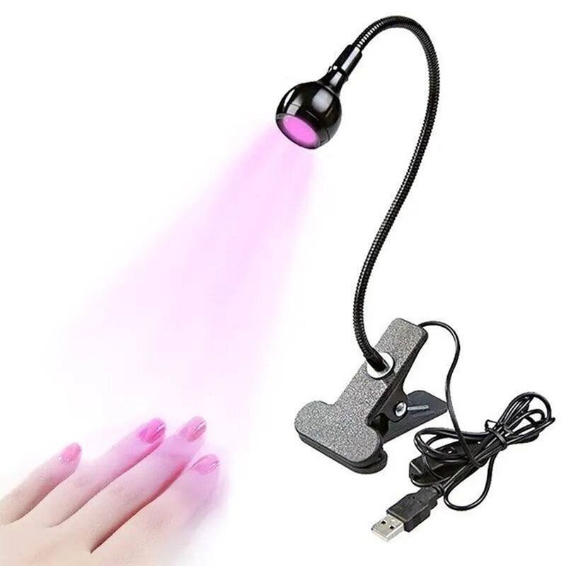 Mini USB Εύκαμπτη Λάμπα UV & LED με Clip Στερέωσης 3W - Clip on UV lamp - Μαύρο OEM
