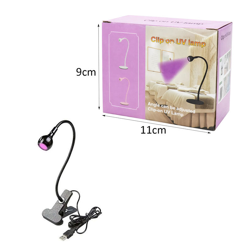 Mini USB Εύκαμπτη Λάμπα UV & LED με Clip Στερέωσης 3W - Clip on UV lamp - Λευκό OEM