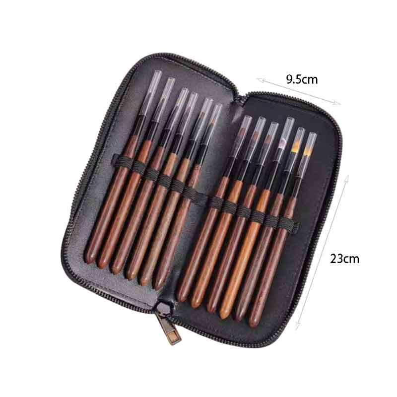 Σετ Πινέλα Νυχιών με Θήκη 12 Τεμάχια - Nail Art Brush Set with Case OEM
