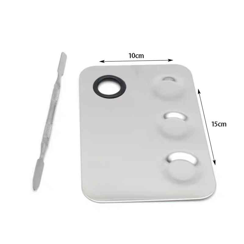 Παλέτα Ανάμειξης Μακιγιάζ Inox με Σπάτουλα - Stainless Steel Makeup Mixing Palette with Spatula OEM