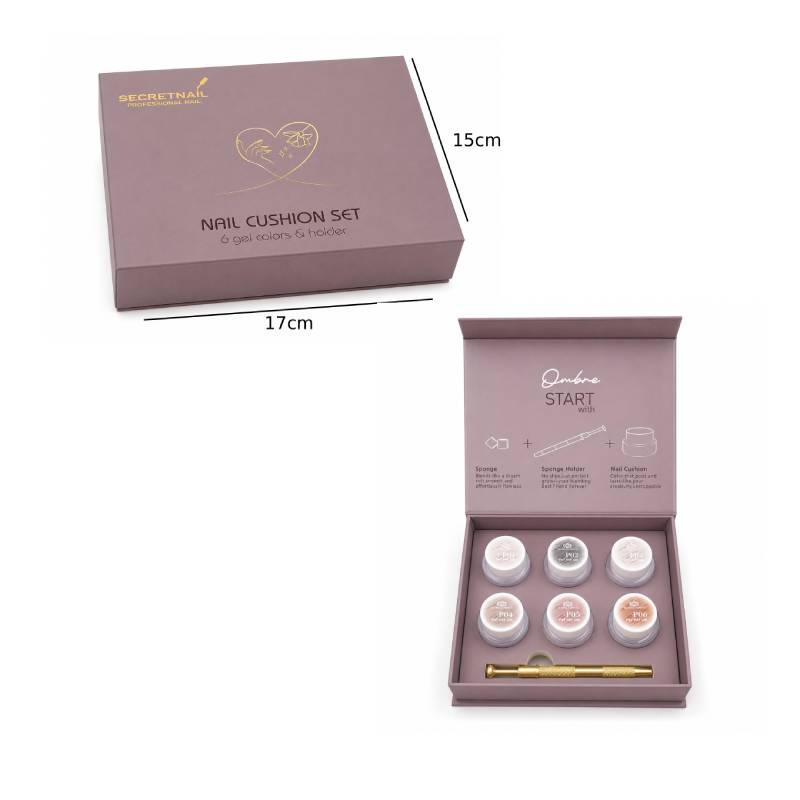 Σετ Gel Νυχιών Ombre με 6 Χρώματα & Εργαλείο Εφαρμογής - Ombre Nail Cushion Gel Set with 6 Colors & Applicator Tool OEM