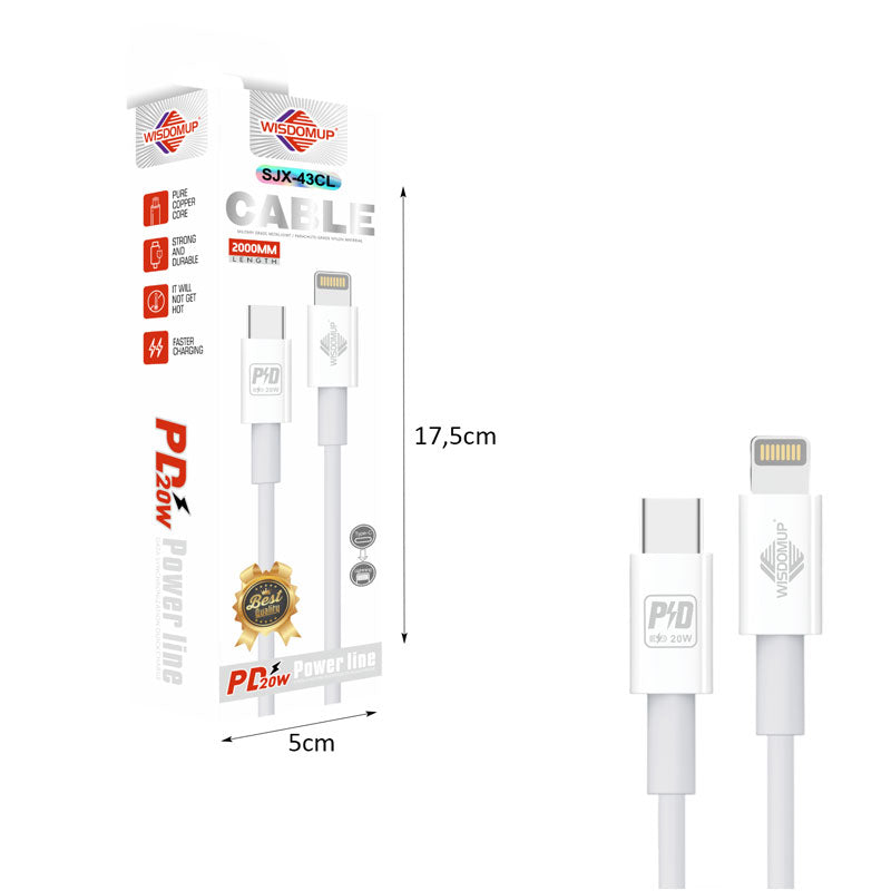 Wisdomup Καλώδιο Φόρτισης Type-C σε Lightning SJX-43CL - Type-C to Lightning Charging Cable OEM