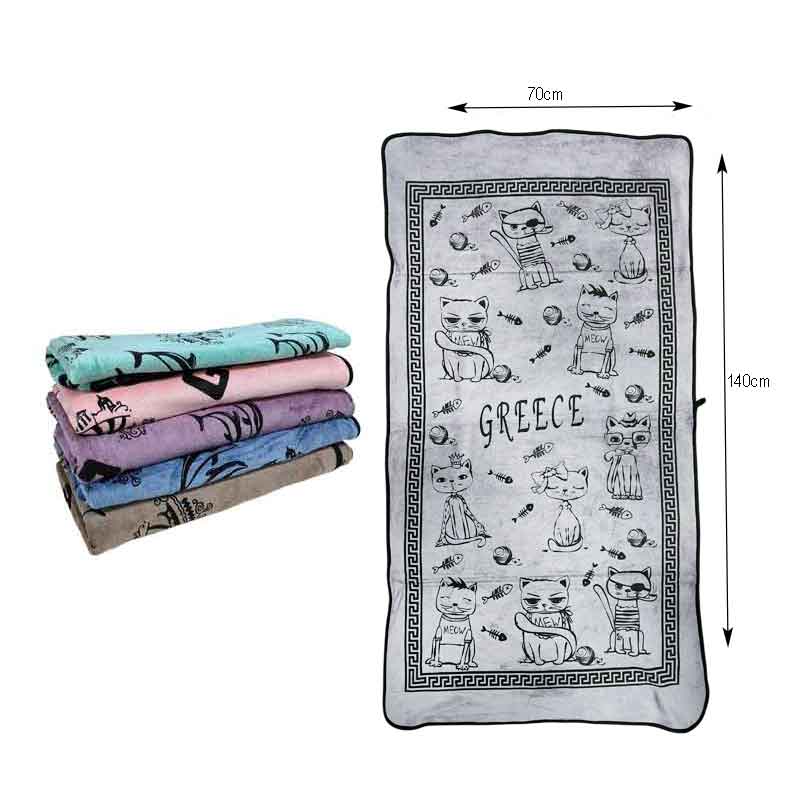 Πετσέτα θαλάσσης Greece Με Γάτες 140x70cm - Beach towel OEM