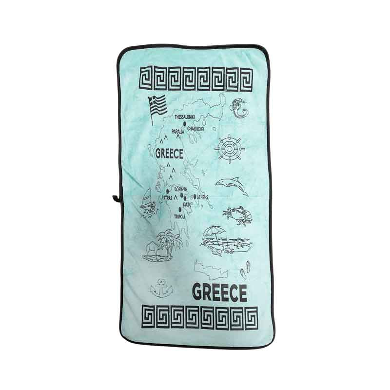 Μικρή Πετσέτα Greece με Χάρτη και Ελληνικά Μοτίβα 80x40cm - Greece Towel with Map and Greek Pattern 80x40cm OEM
