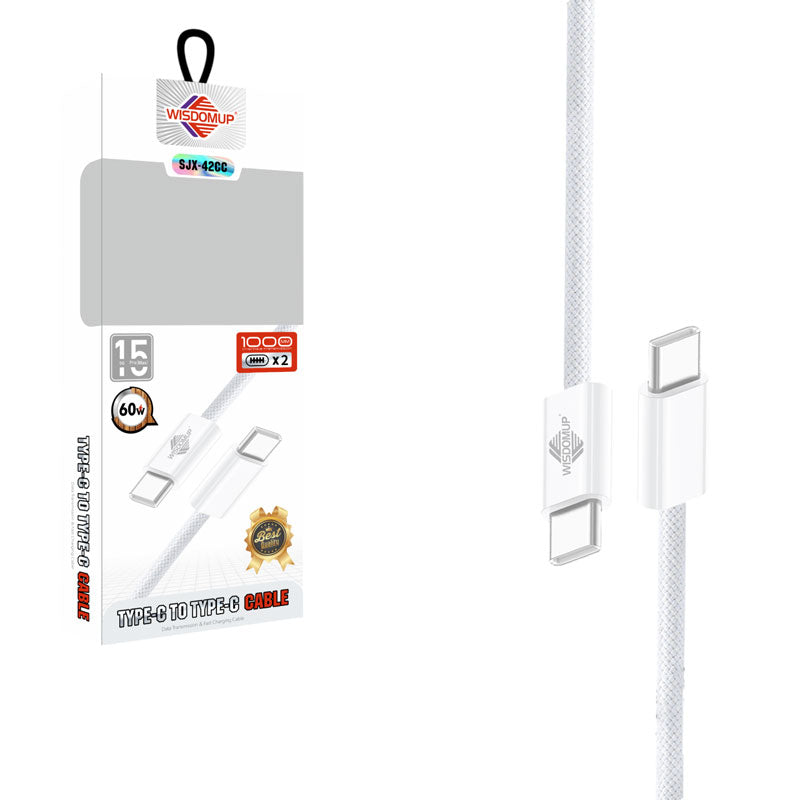 Wisdomup Καλώδιο Φόρτισης και Δεδομένων USB-C σε USB-C 60W SJX-42CC - USB-C to USB-C Fast Charging Data Cable OEM