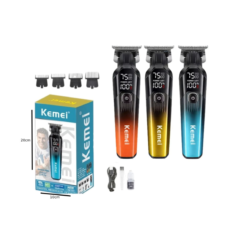 Kemei Κουρευτική Μηχανή Επαναφορτιζόμενη με LED Οθόνη KM-1358 - Kemei KM-1358 Rechargeable Hair Clipper with LED Display - Μπλε Kemei