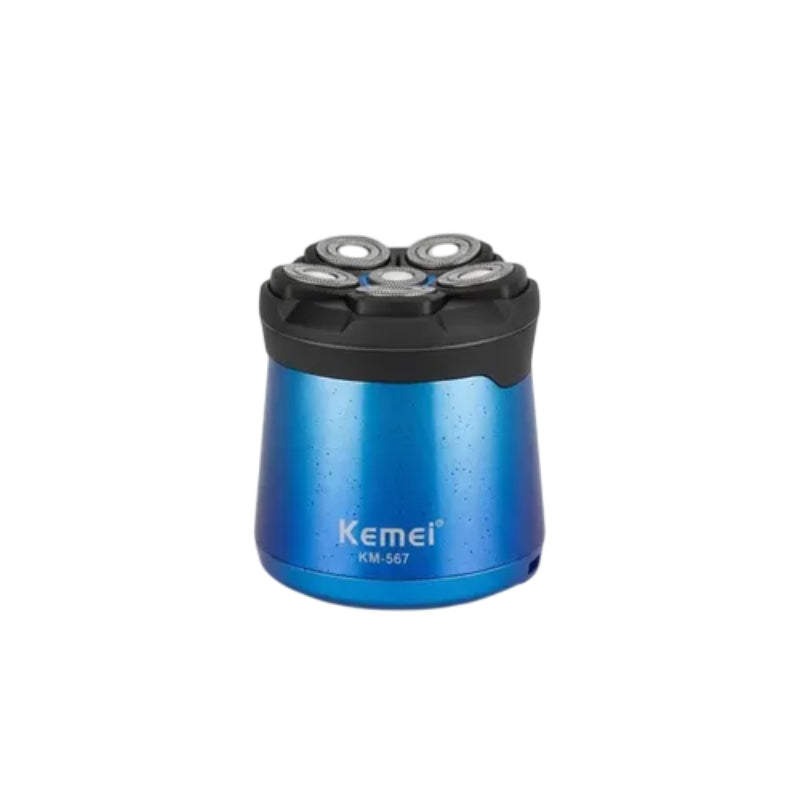 Ξυριστική Μηχανή Κεφαλής & Προσώπου Kemei KM-567 Επαναφορτιζόμενη Αδιάβροχη - Kemei KM-567 Rechargeable Waterproof Head & Face Shaver - Μπλε - Πορτοκαλί OEM