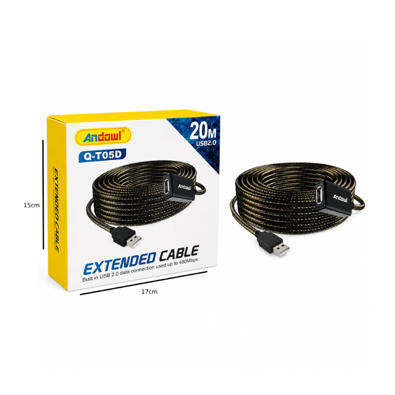 Andowl Καλώδιο Επέκτασης USB 2.0 20 Μέτρων Q-T05D - USB 2.0 Extension Cable 20M OEM