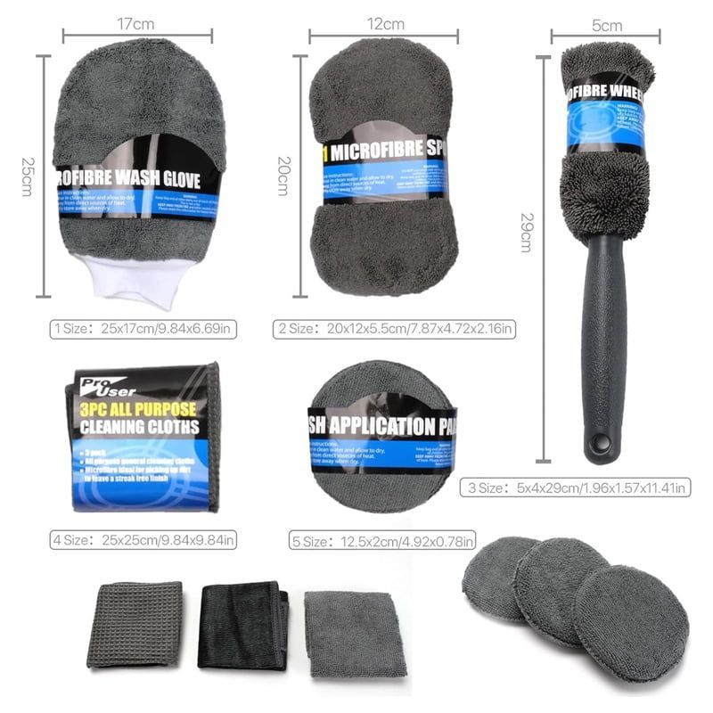 Σετ Καθαρισμού Αυτοκινήτου Microfiber 9τμχ - Pro User Car Cleaning Kit OEM