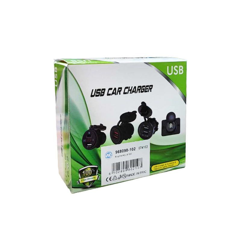 Φορτιστής Αυτοκινήτου USB Βολτόμετρο 5V 4.8A A103 - Car USB Charger OEM