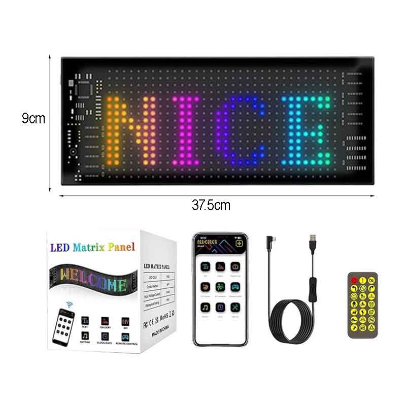 Εύκαμπτη LED Πινακίδα RGB Bluetooth με Κινούμενες Εικόνες και Κείμενο μέσω Εφαρμογής 37.5x9cm - LED Matrix Panel OEM
