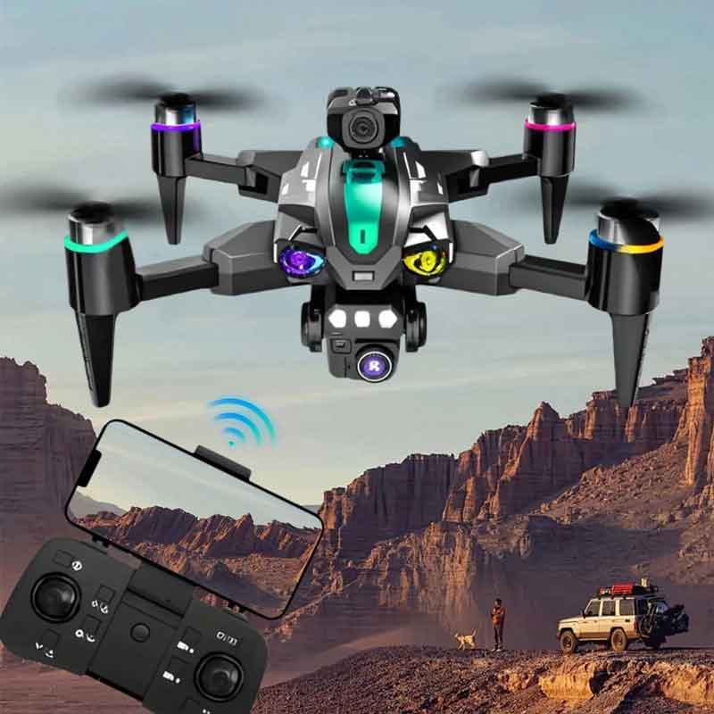 Andowl Drone 4K Ultra HD Με Κάμερα, RGB Φωτισμό Και Χειριστήριο Μαύρο SKY-769 - Drone HD Camera 4K ANDOWL
