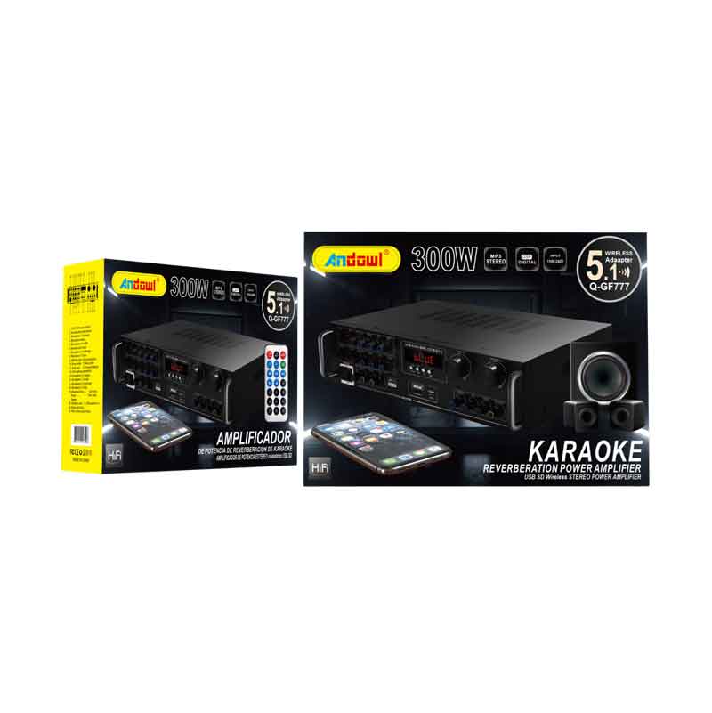 Andowl Ενισχυτής Ήχου Karaoke με USB/SD, Bluetooth & DSP – 300W Stereo Q-GF777 - Karaoke Reverberation Power Amplifier ANDOWL