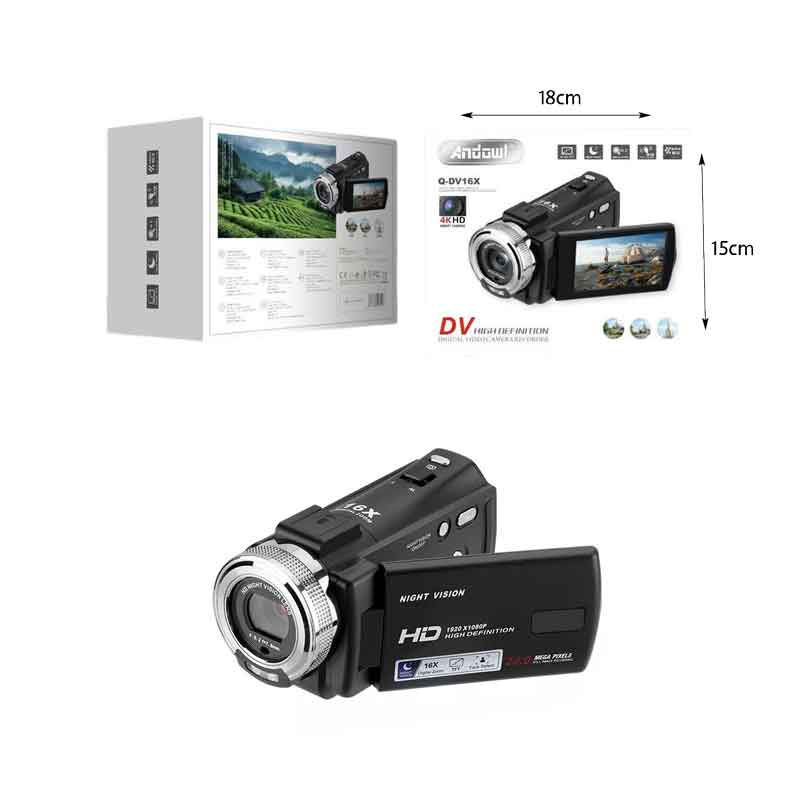Andowl Ψηφιακή βιντεοκάμερα 1080P HD 20MP TFT LCD 16X 4KDV Q-DV16X - Μπλε - Ροζ ANDOWL