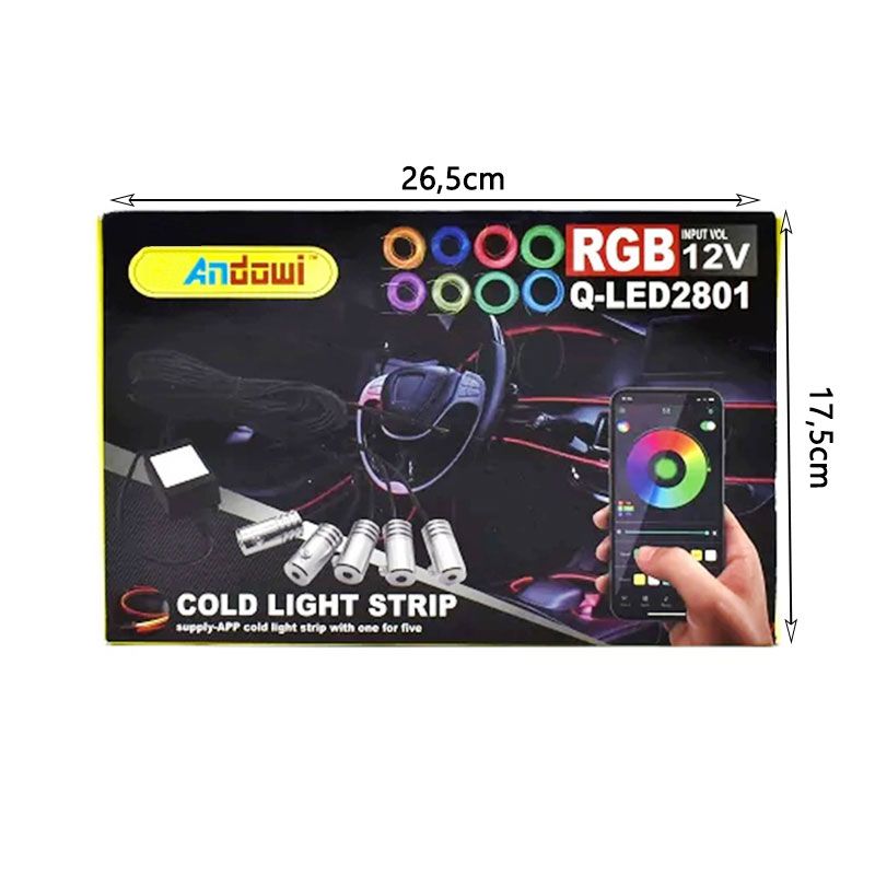 Andowl Διακοσμητικός Φωτισμός Αυτοκινήτου LED Q-LED2801 - Car Decorative Lighting with Color Control OEM