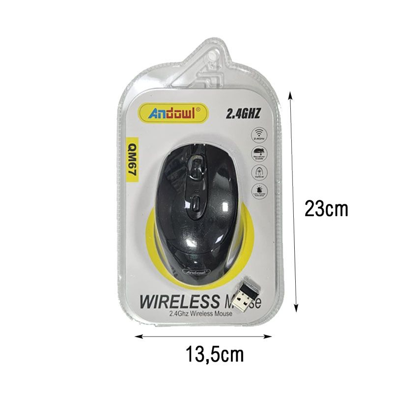 Andowl Ασύρματο Ποντίκι 2.4GHz QM67 - Wireless Mouse - Ροζ ANDOWL