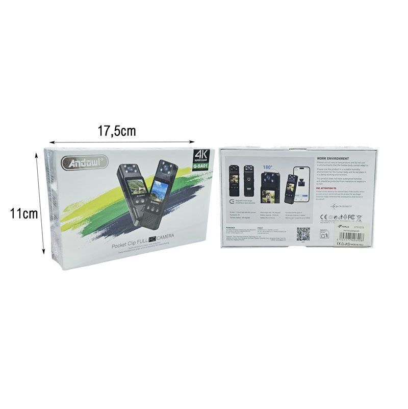 Andowl Φορητή Κάμερα Clip Full HD με Οθόνη Q-SA01- Pocket Clip Full HD Camera OEM