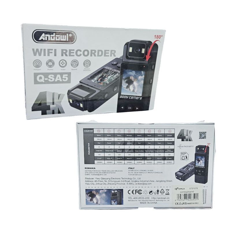 Andowl Κάμερα Καταγραφής WiFi 4K με Περιστρεφόμενο Φακό 180° Q-SA5 - Wifi Recorder OEM