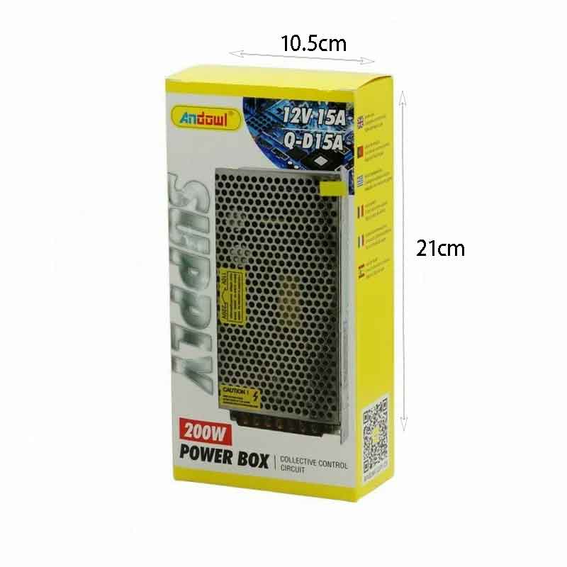 Andowl Τροφοδοτικό LED Ισχύος 200W με Τάση Εξόδου 12V Q-D15A - Power Box ANDOWL