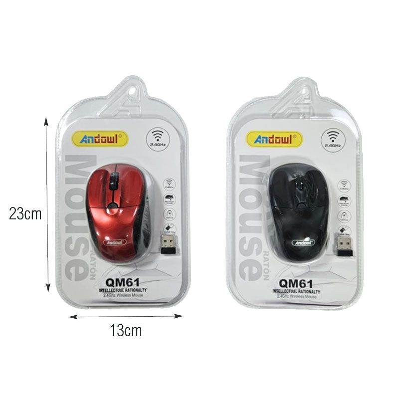 Andowl Ασύρματο Ποντίκι 2.4GHz QM61 - Wireless Mouse - Κόκκινο ANDOWL