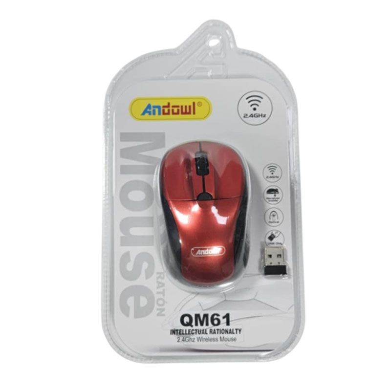 Andowl Ασύρματο Ποντίκι 2.4GHz QM61 - Wireless Mouse - Κόκκινο ANDOWL