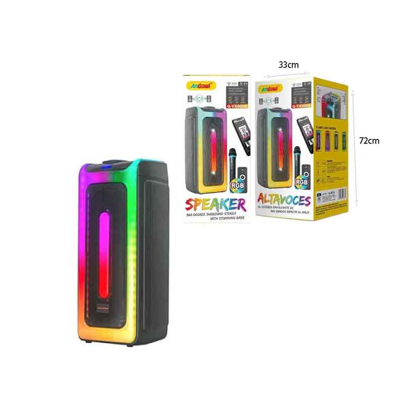 Andowl Ηχείο Subwoofer FM με Μικρόφωνο, Τηλεχειρισμό & Διακοσμητικό Φωτισμό LED RGB Q-YX9000 - Subwoofer ANDOWL